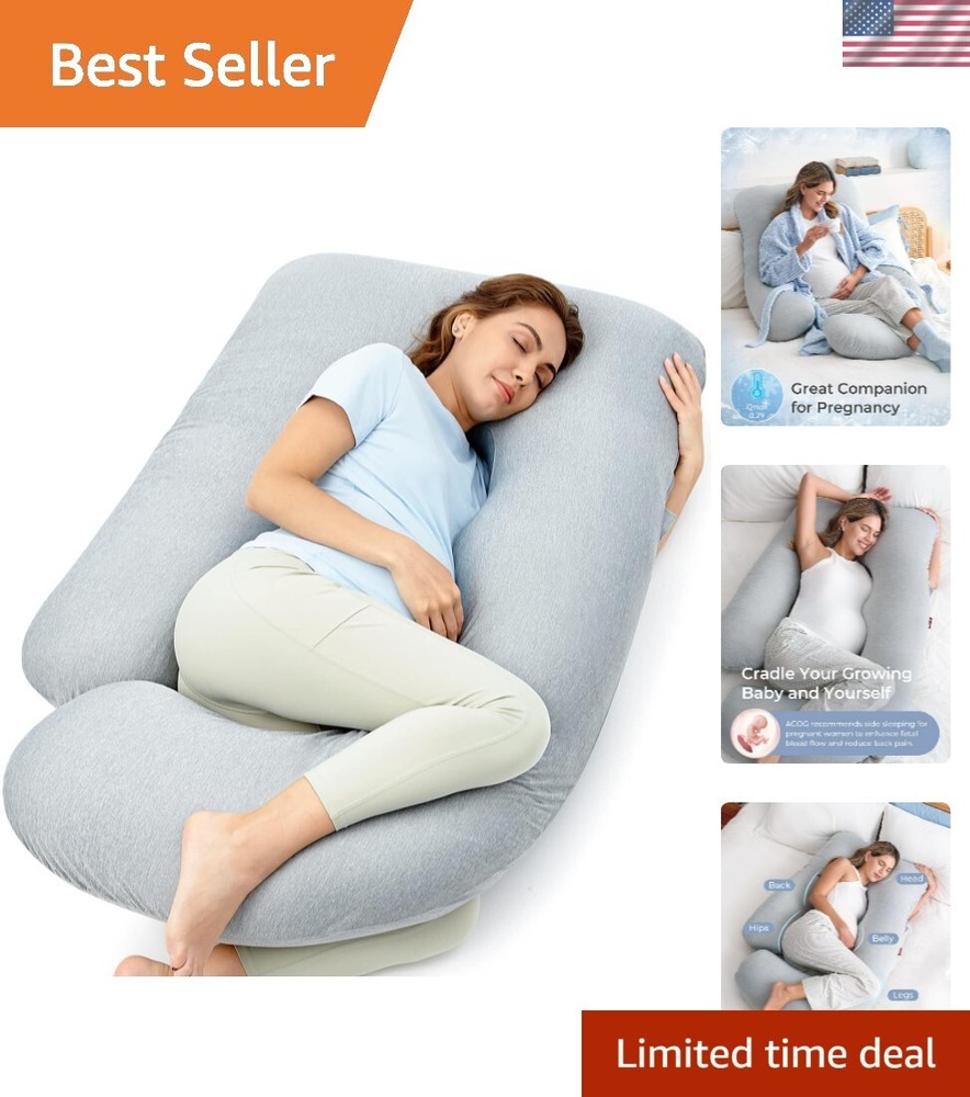 U-Shaped Full Body Maternity Pillow with Cooling Cover for Side Sleepers Pregnancy Support