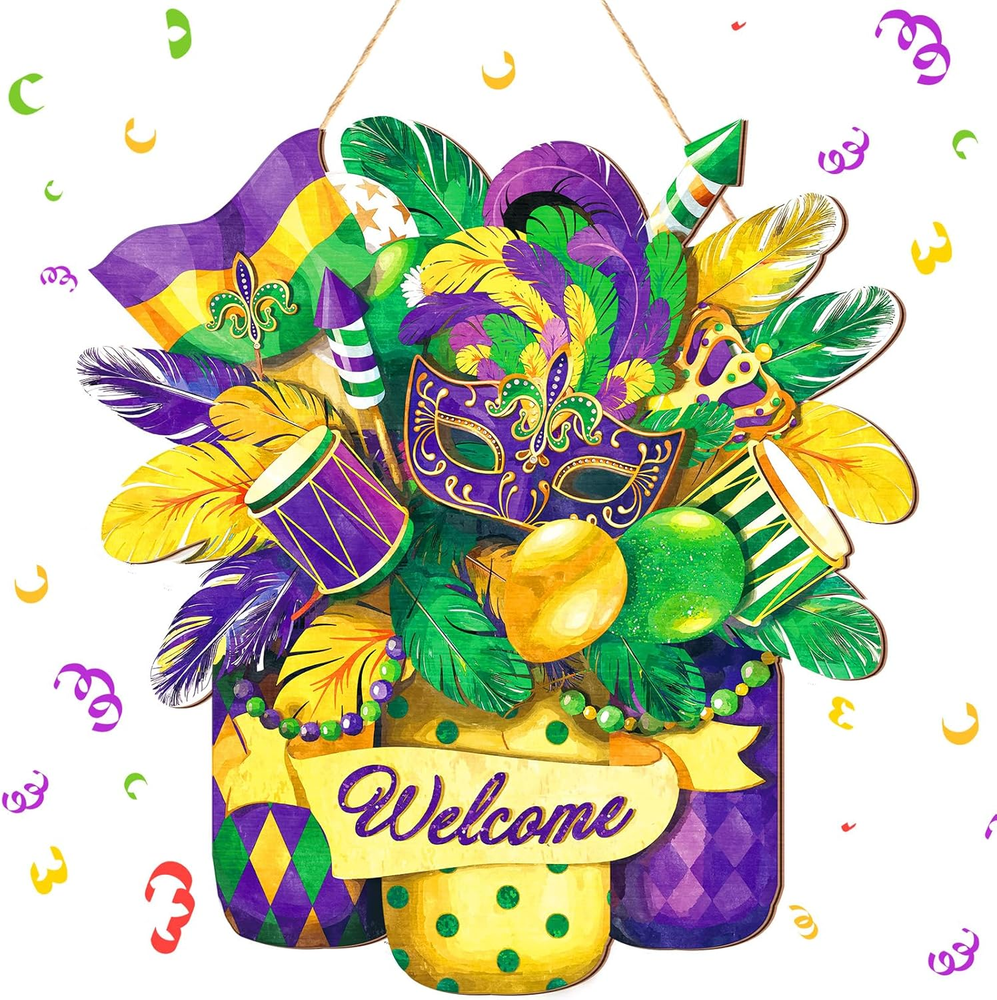 Welcome Mardi Gras Door Decorations Mardi Gras Sign Hanging Decoration Door Hang
