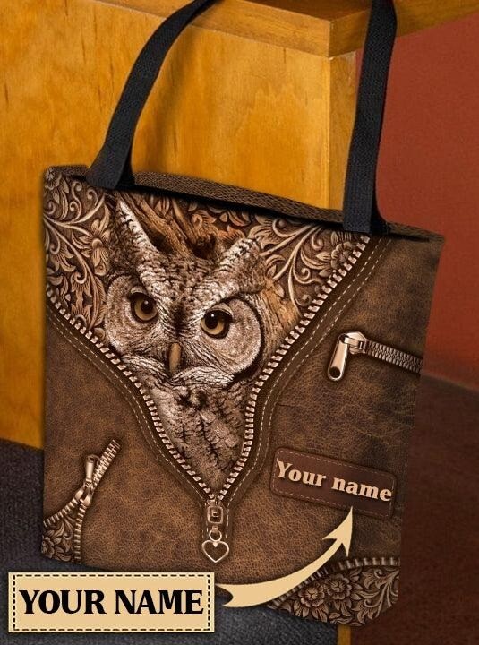 Vintage Owl Lovers Tote Bag - Personalized Night Owl Gift Handbag