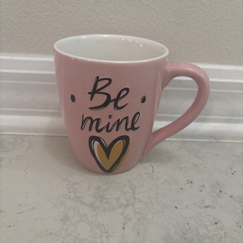 Pink Gold Be Mine Heart Mug Valentine's Day Gift Large Ceramic Coffee Cup