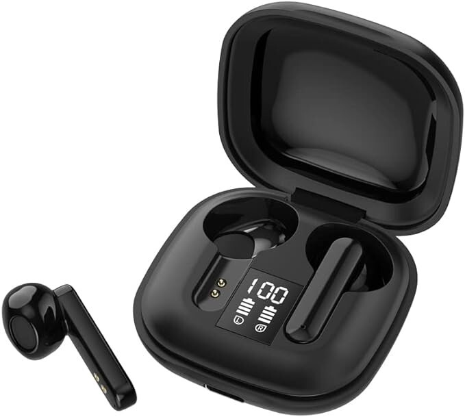 Wireless Earphones in-Ear Bluetooth 5.2 ，LED Power Display IPX7 Waterproof Band