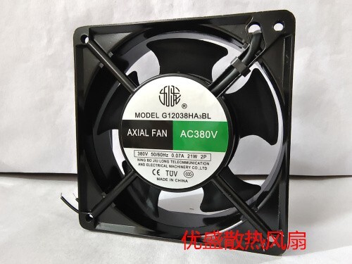 I PCS  JIU LONG  Fan G12038HA3BL AC380V 12038 12CM 2 WIRE Aluminum frame  fan /