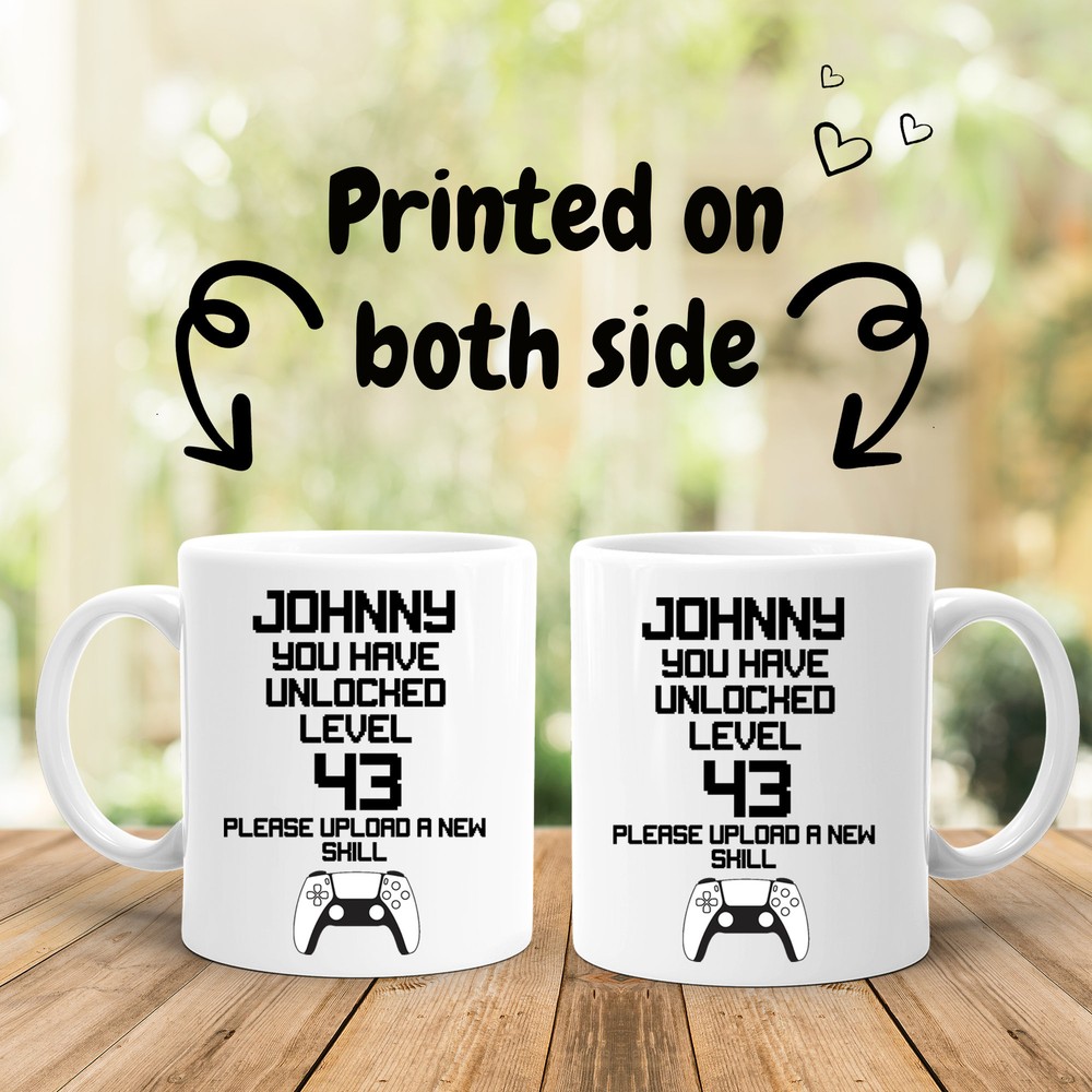 43rd Birthday Gamer Mug Gift For 43 Year Old Level 43 Unlocked Personalised