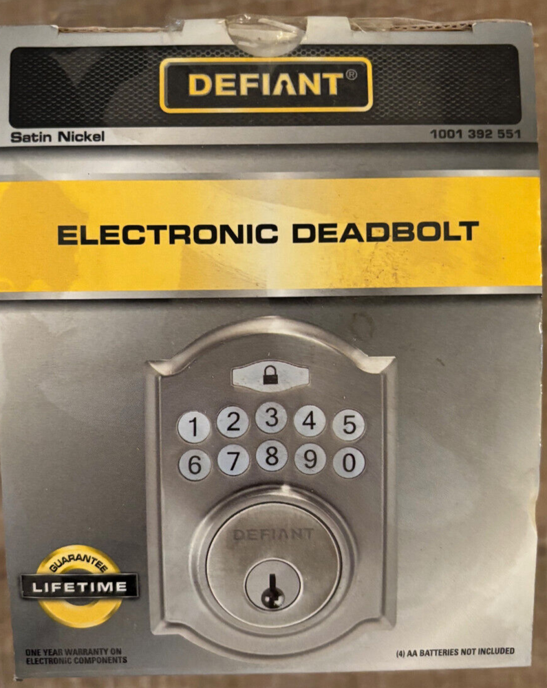 Defiant Satin Nickel Electronic Keypad Deadbolt 1001 392 551 New