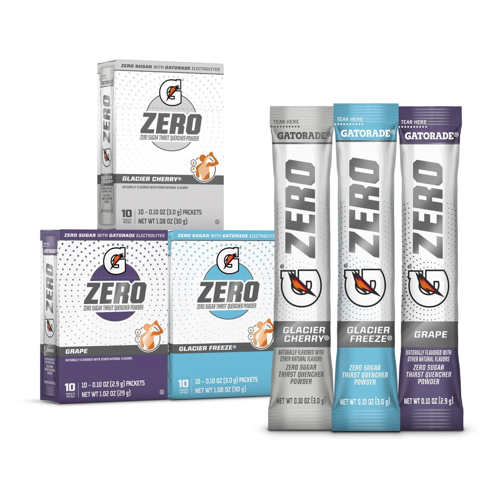 G Zero Sports Drink Mix Powder Packets 3 Flavor Frost Variety Pack Electrolyt...