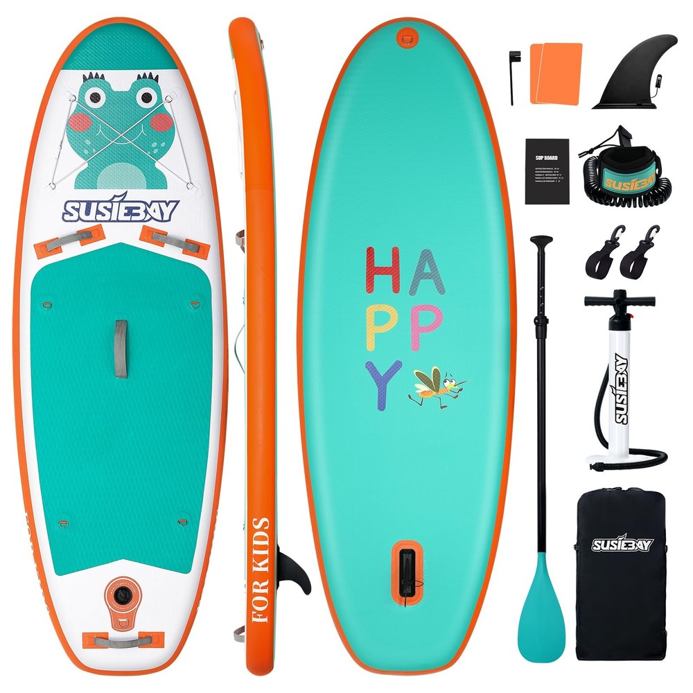 Kids Inflatable Stand Up Paddle Board with SUP Accessories, Wide Stable Design for Beginners