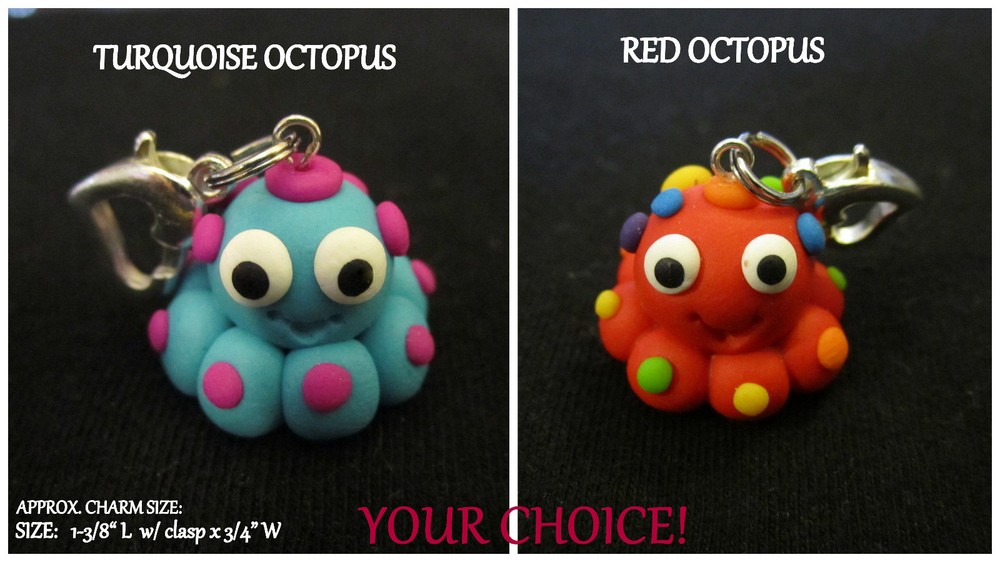 Octopus Charm - TURQUOISE or RED