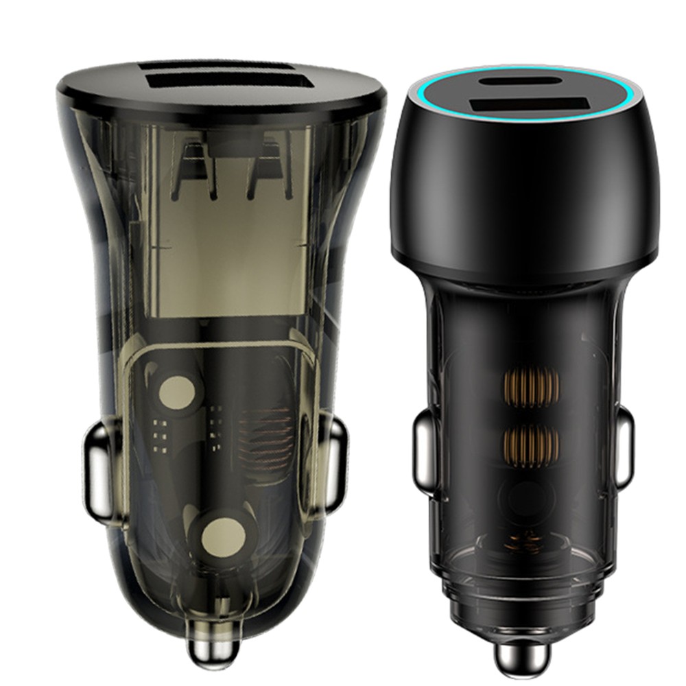 48W Super Fast Metal Car Charger in Black, Brown, or Transparent Design