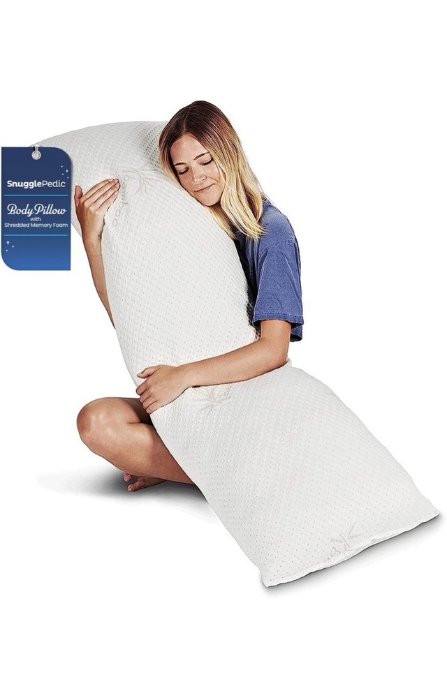 Snuggle-Pedic 20x54 Bamboo Shredded Memory Foam Body Pillow for Pregnancy & Comfort