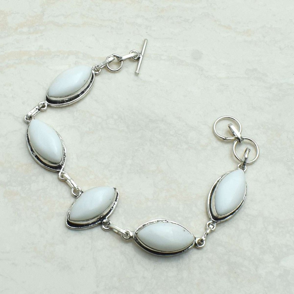 White Opal Gemstone Handmade Bracelet Jewelry 14 Gms Promise Day Gift AB 68320