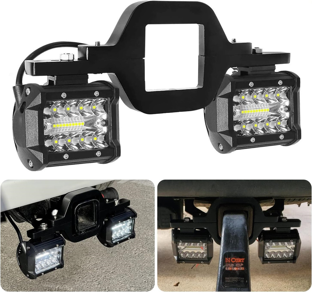 LED Work Light Pods, 4 Inch LED Light Bar with 2.5 Inch Towing Hitch Mount Brack