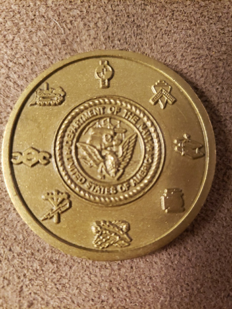USN Naval Construction Seabees 8 Symbols Challenge Coin