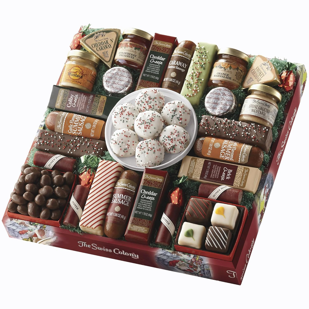 27 Favorites Food Gift Set, Summer Sausage Meats and Cheeses, Assorted Chocolate