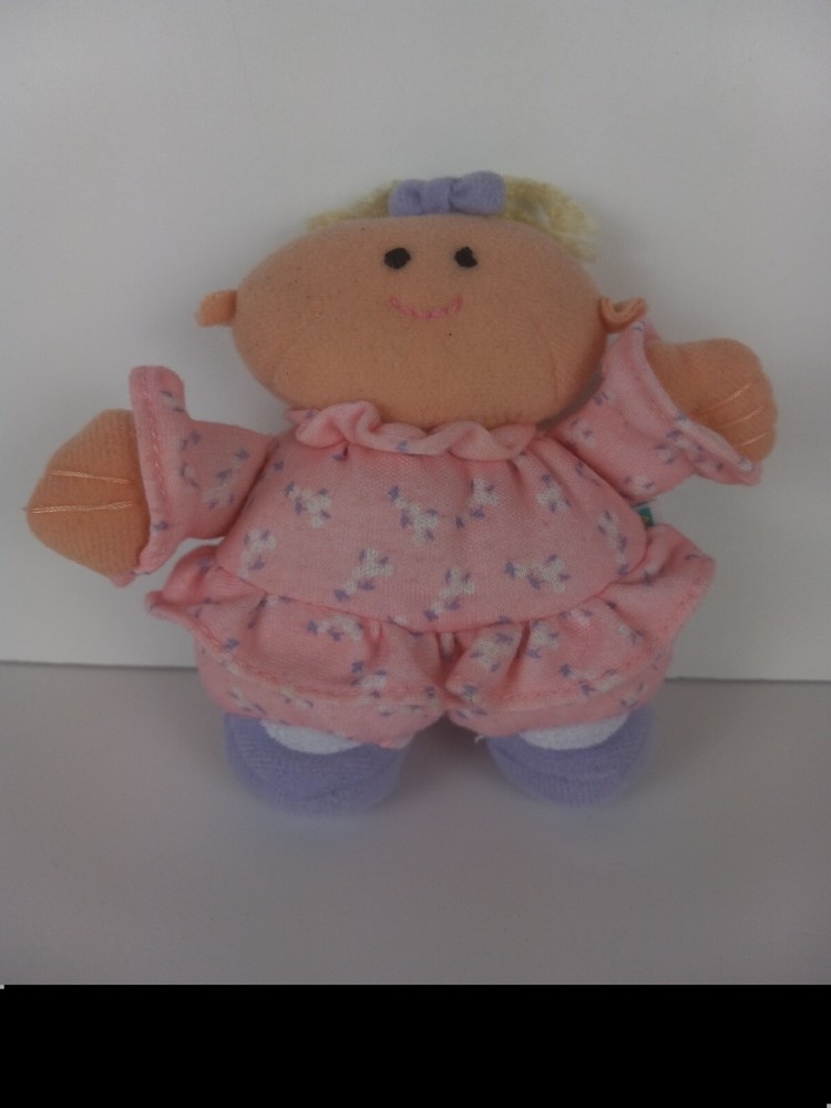 McBaby 1997 plush baby doll McDonalds toy VTG pink and purple flowers blond hair