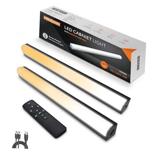 Under Cabinet LED Lights with Remote - 2 Pack Magnetic Dimmable USB Closet Lights