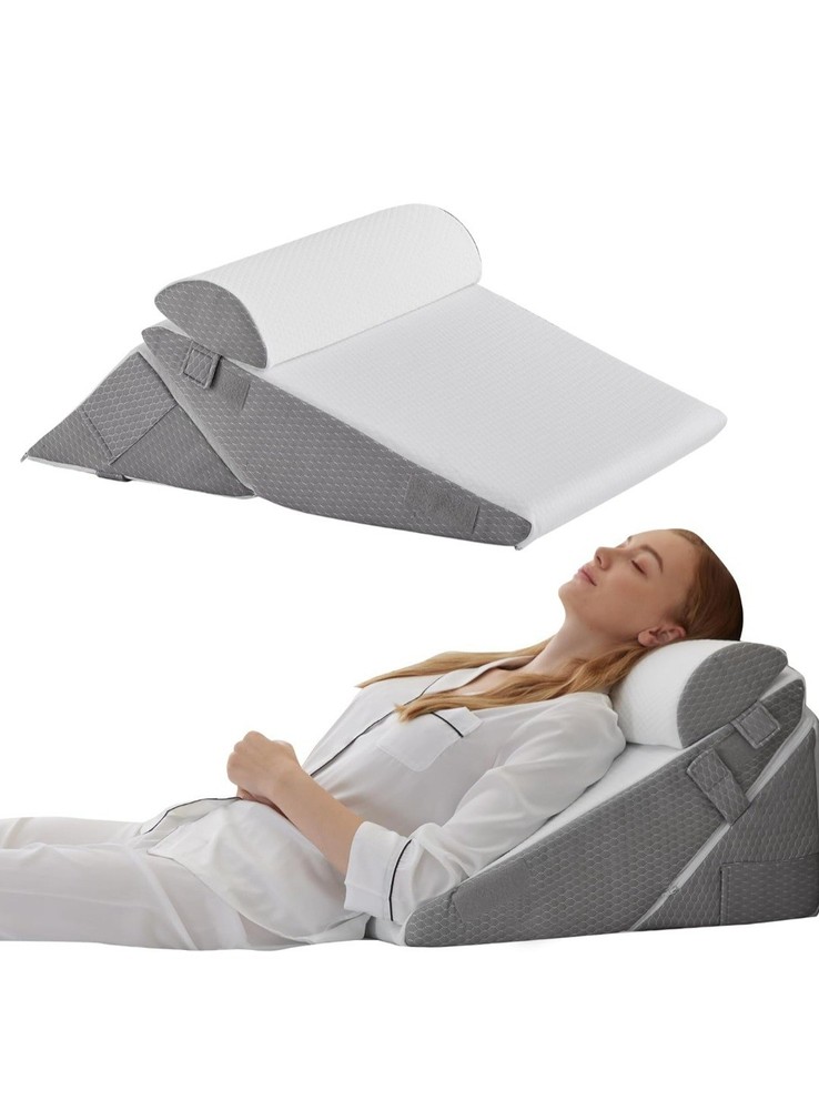 3PCS Orthopedic Wedge Pillow Set for Post-Surgery Support & Headboard Comfort