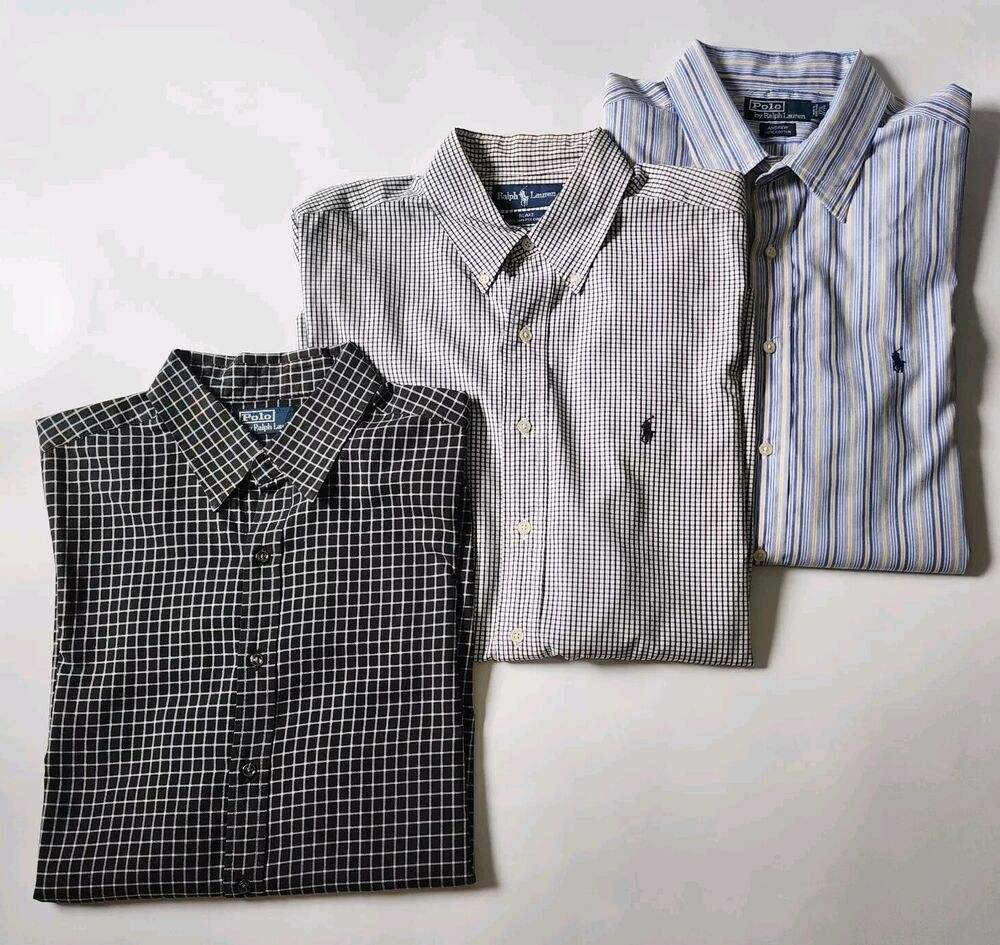 Vintage Polo Ralph Lauren Button Shirts Men XL Lot of 3 Long Sleeve Formal 90s