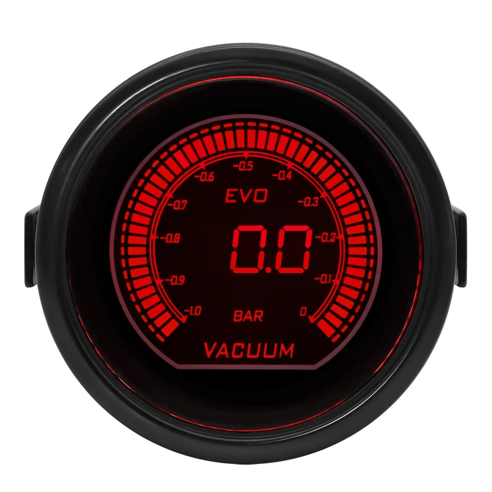 52mm Digital LED Vacuum Pressure Gauge -1 to 0 Bar for Car EVO Universal