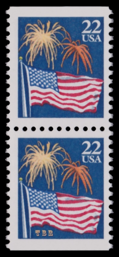 2276 2276v Flag Fireworks 22c Attached Pair From Vending Book 1987 MNH - Buy Now-image