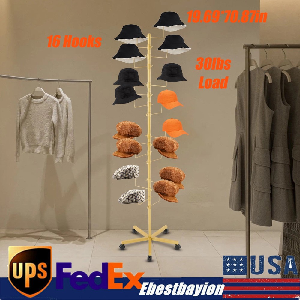 16-Hook Coat Rack Organizer for Hats Bags Clothes and Umbrellas