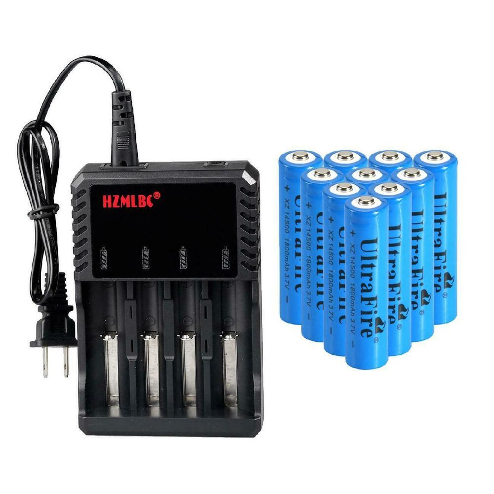 UltraFire 14500 Battery 1800mAh 3.7V Rechargeable Batteries Cell Charger LOT