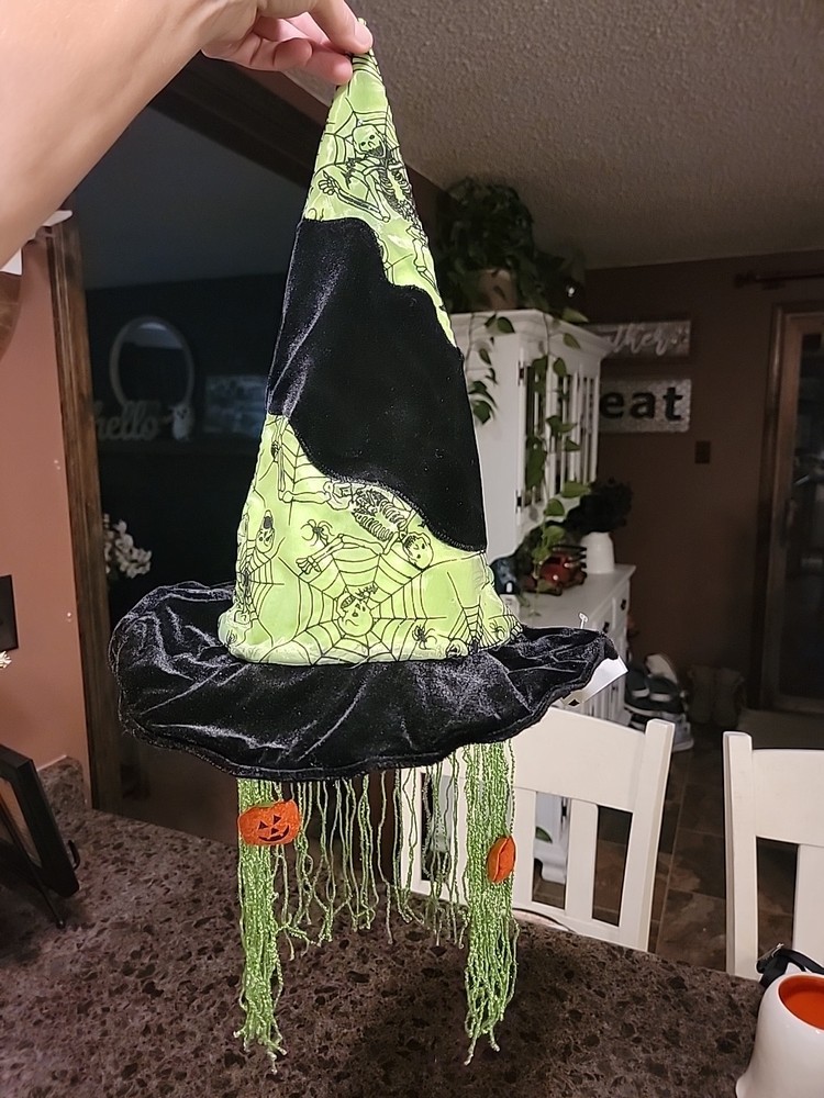 Halloween Skull Pumpkin Wire Rim Costume Hat 16 Inches Tall NWT