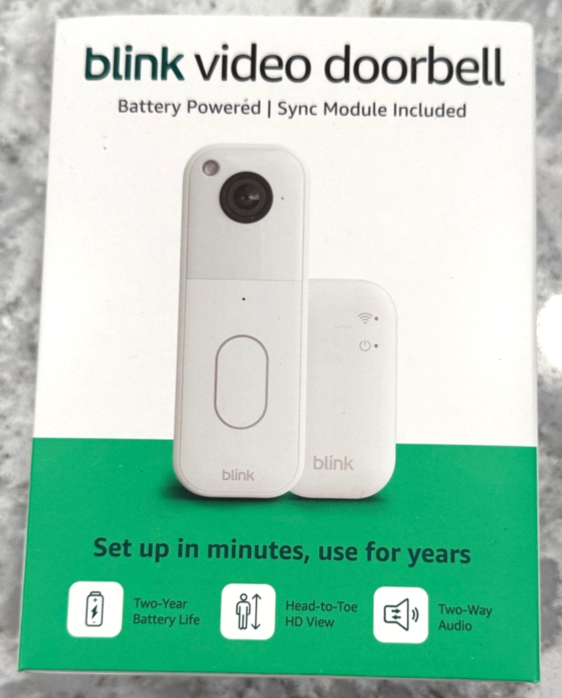Blink Video Doorbell White with Sync Module Battery-Powered HD Security System