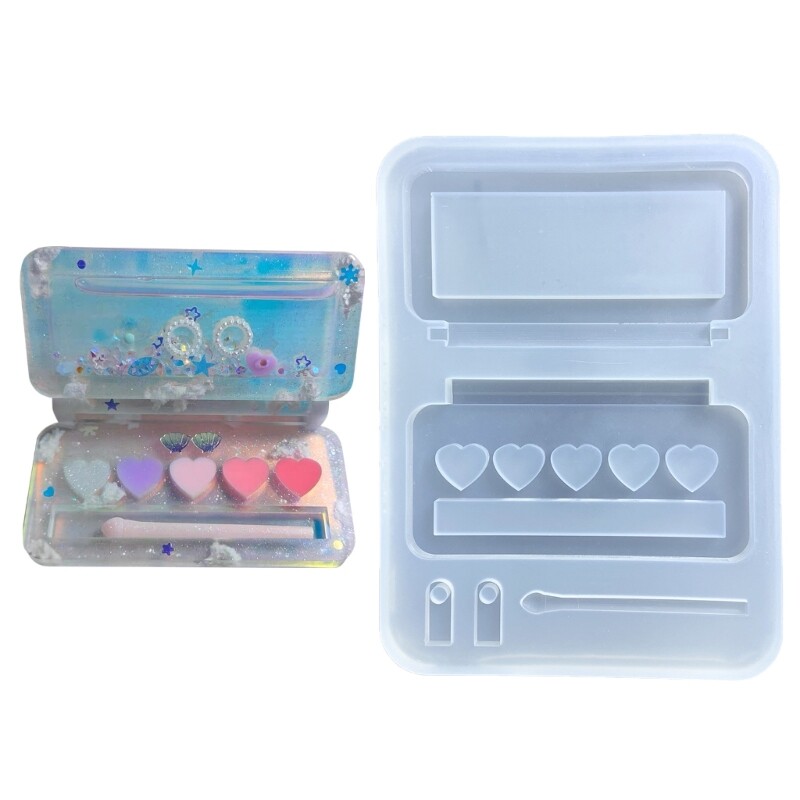 Silicone Epoxy Mold for Heart Eyeshadow Plate and Resin Shaking Cup