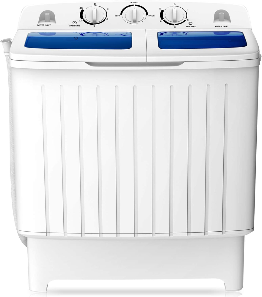Portable Twin Tub Washing Machine 20 Lbs Capacity 12 Lbs Washer 8 Lbs Spinner