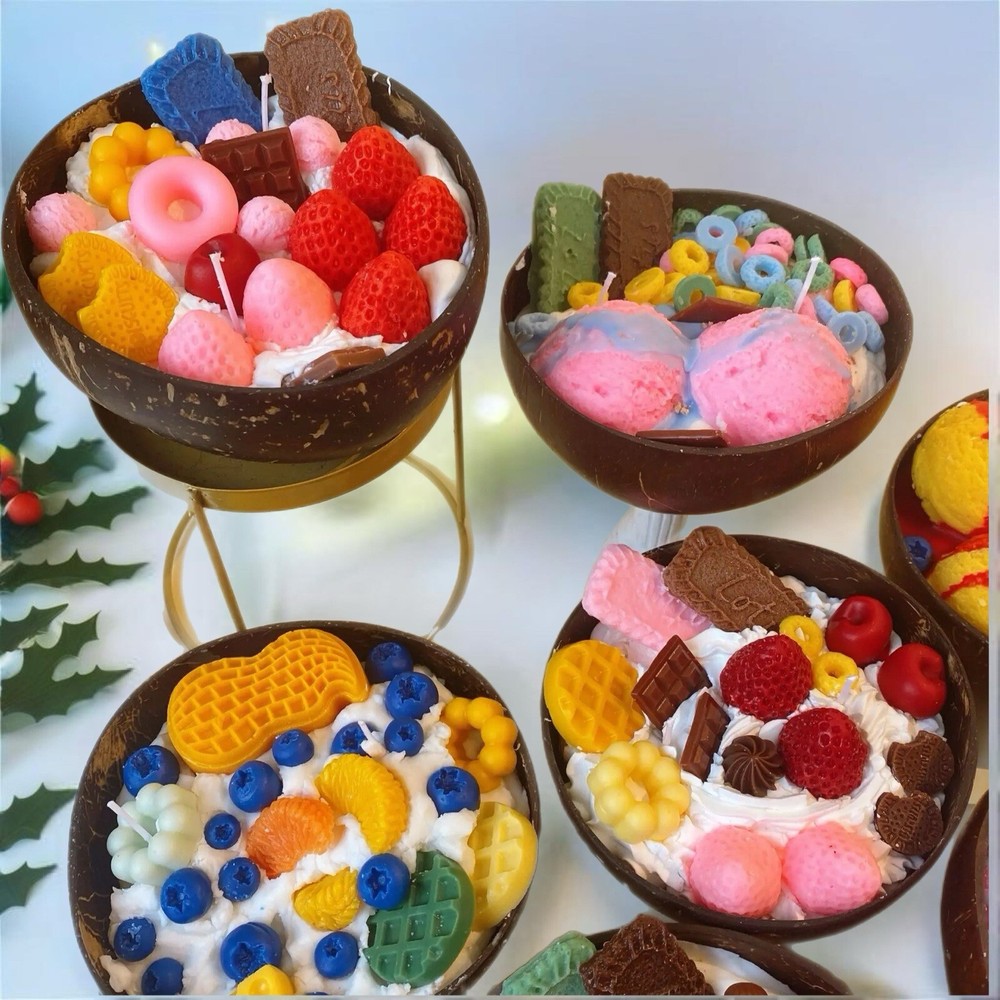 Christmas Ice Cream Different Toppings Handmade Candles With Sea Salt Scent