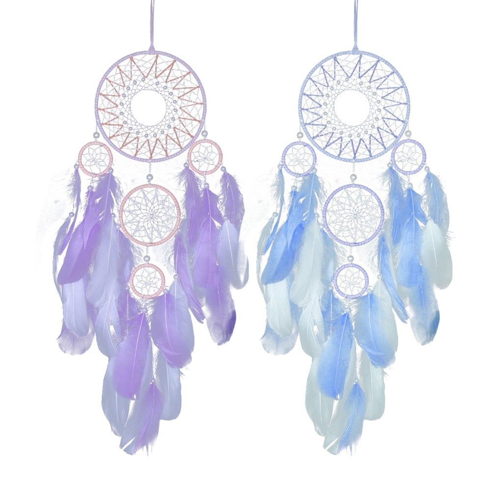 5 Circles Large Dream Catchers Feather Boho Wall Hanging Decor Dream Catcher
