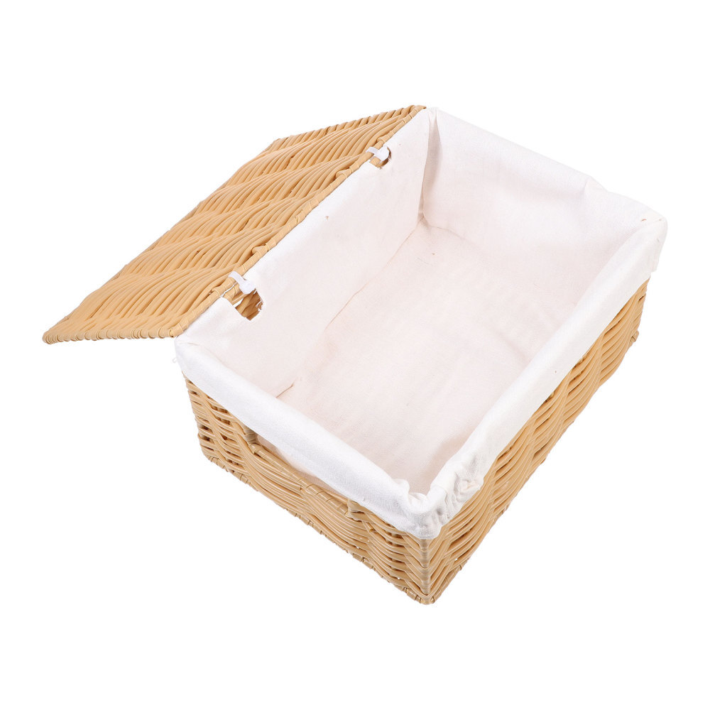 Convenient Clothes Basket Wicker with Lid Storage Woven Bin Covered