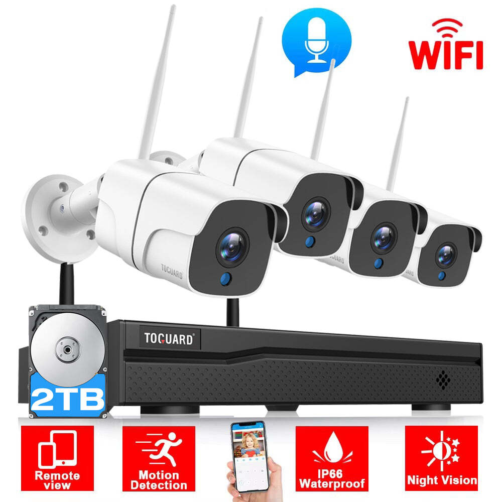 Wireless Outdoor Security Camera System with Wifi Night Vision 1080P HD CCTV
