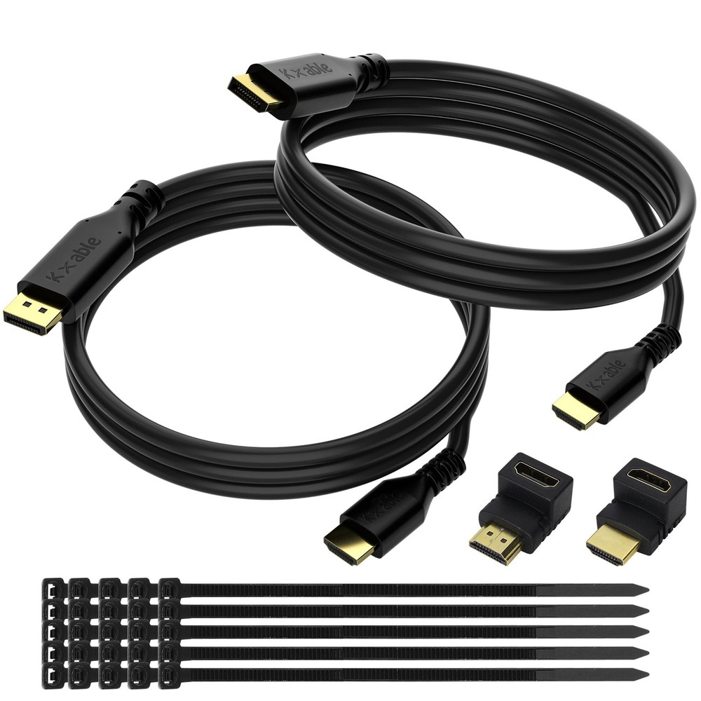 4K DisplayPort to HDMI Cable 4ft 2-Pack UHD Video Adapter DP Male to HDMI