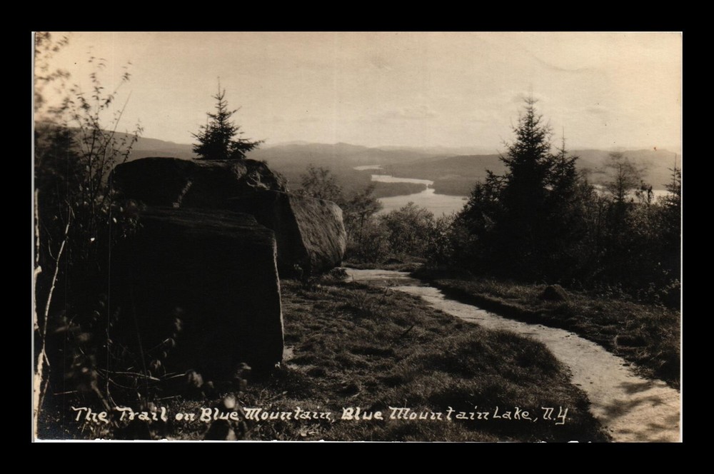 DR JIM STAMPS POSTCARD TRAIL ON BLUE MOUNTAIN LAKE NEW YORK REAL PHOTO UNPOSTED