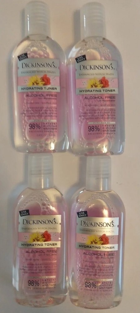 4-Pack Dickinson's Alcohol-Free Hydrating Witch Hazel Toner 3.3 Fl Oz  