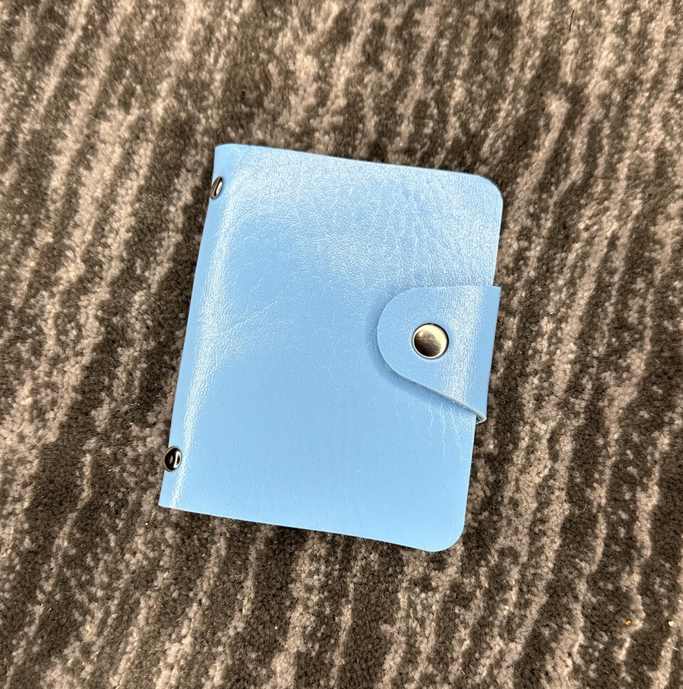 Credit Card Case Soft Pocket ID 12/24 Business Card Photo Holder Light Blue New-image