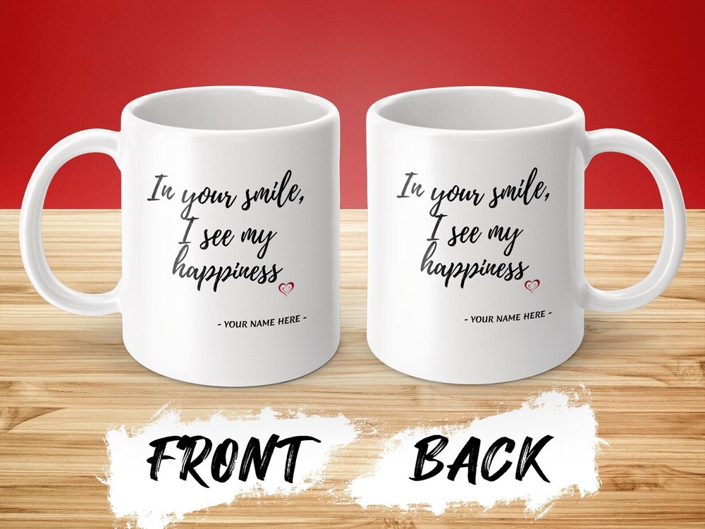 Personalized Heart Name Mug Custom Coffee Cup With Romantic Sentiment  