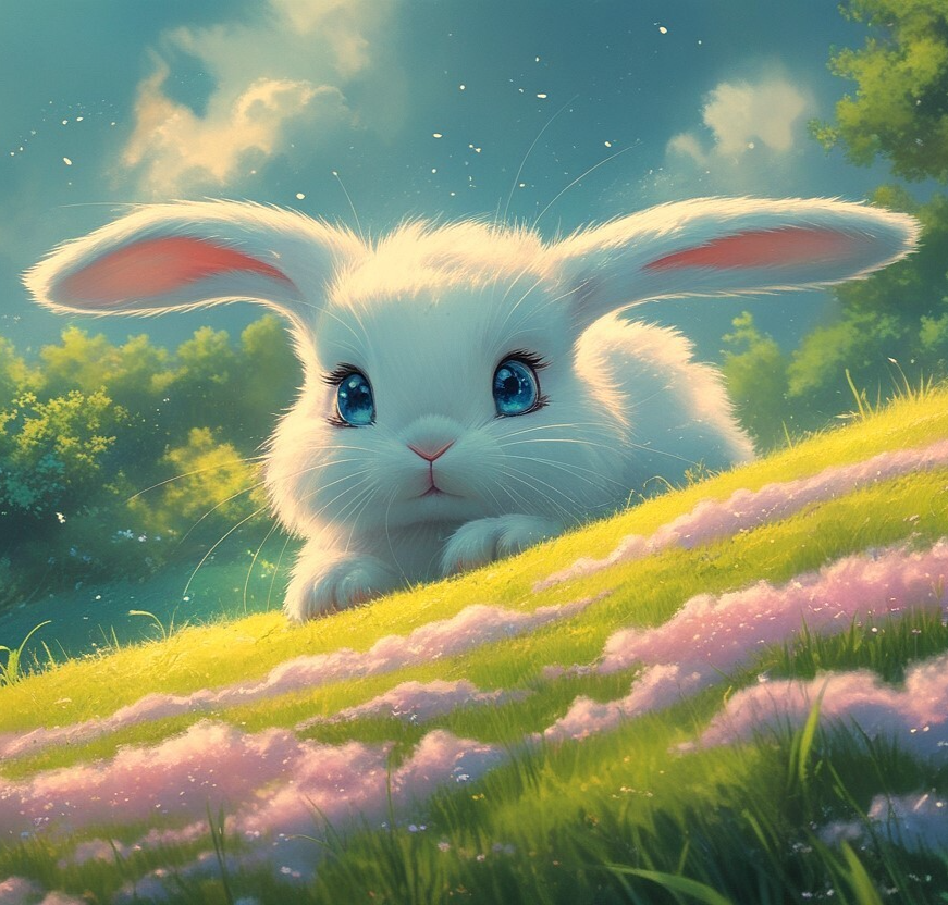 Fluffy Rabbit Digital Art Wallpaper for Desktop-image