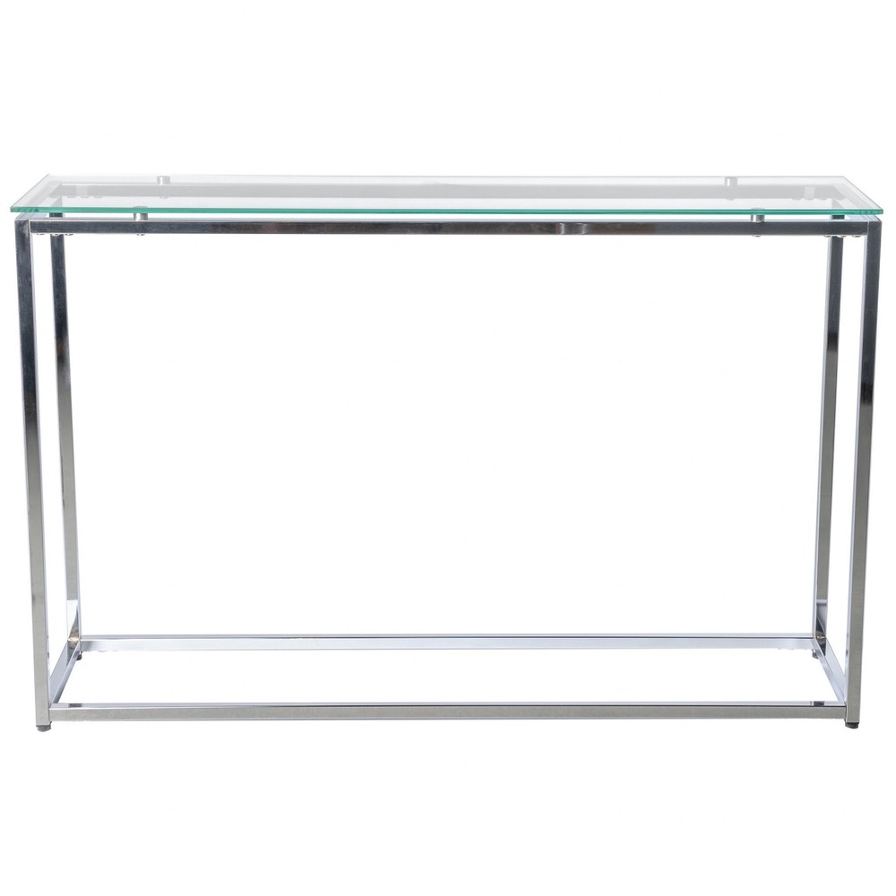 Geo XL Rectangle Clear Glass and Chrome Console Table Clear Modern & Contemporar