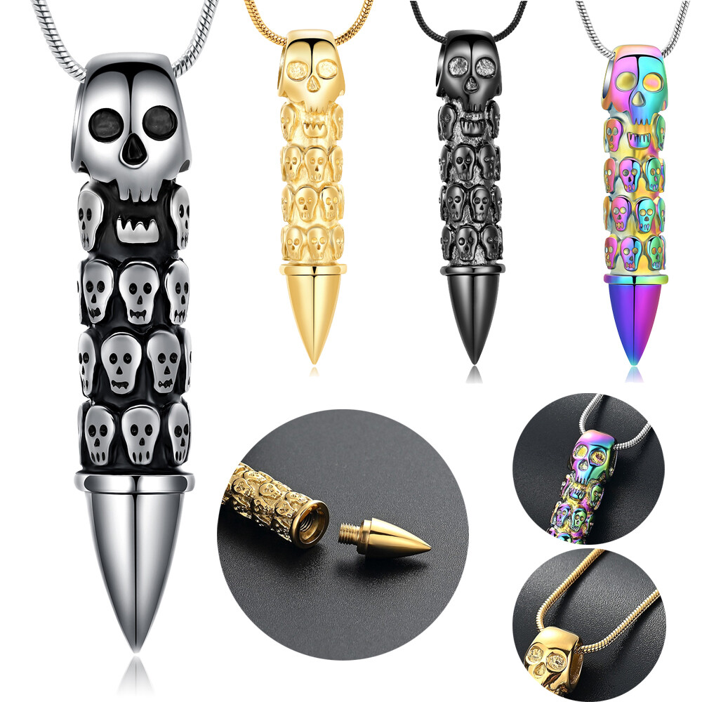 Personalized Skull Urn Necklace for Ashes Memorial Keepsake 2023-image