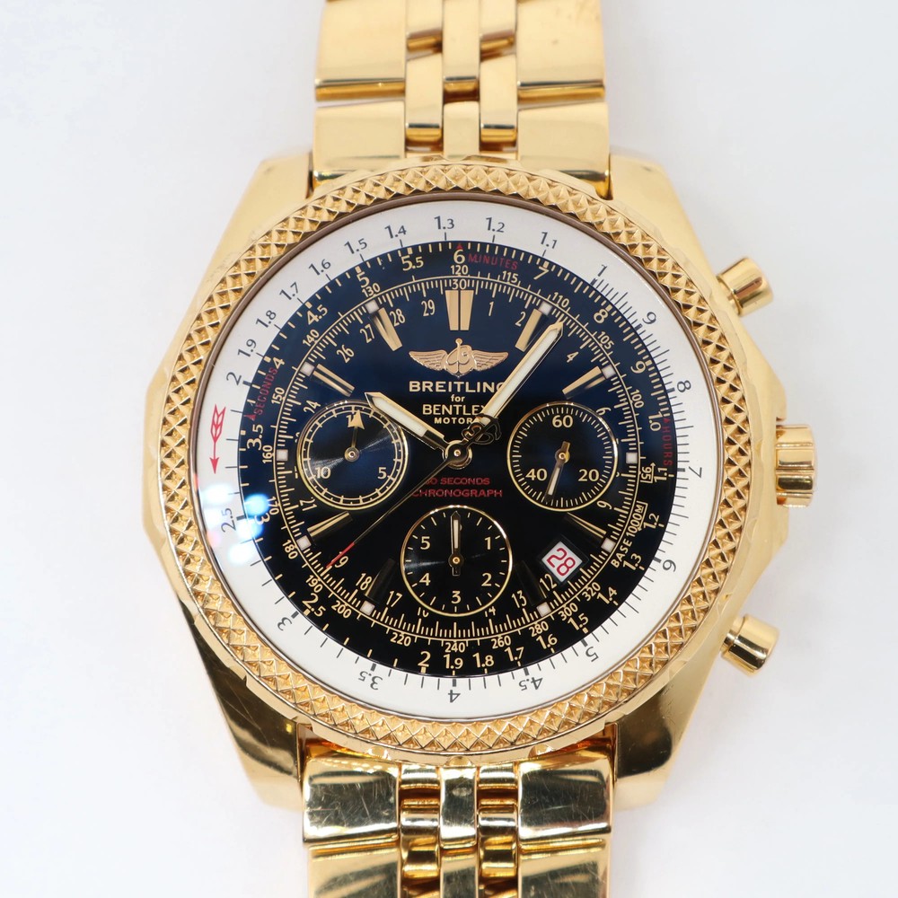 Breitling Bentley Motors 18K Yellow Gold Black Dial Mens Watch K25362
