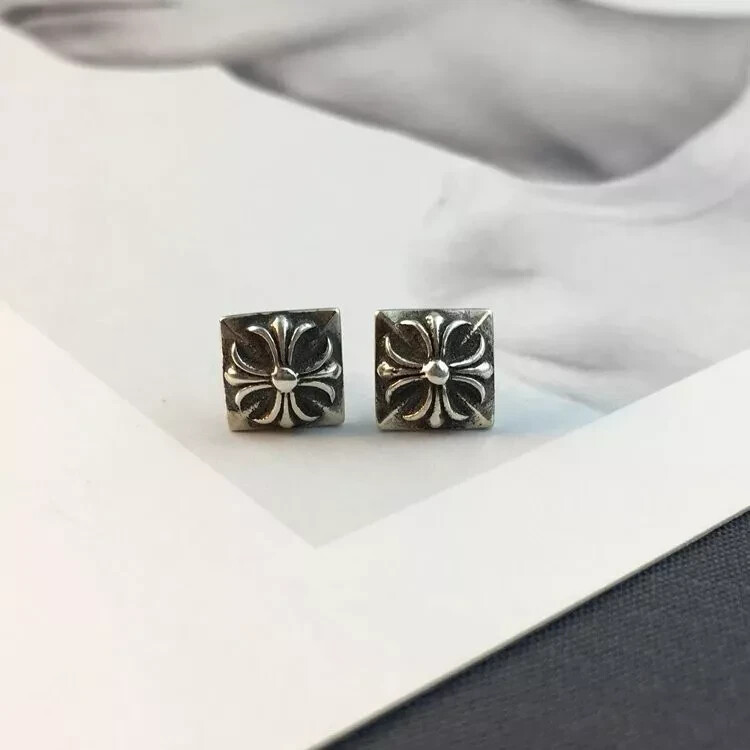 Chrome hearts 925 Silver cross stud earrings 2pc