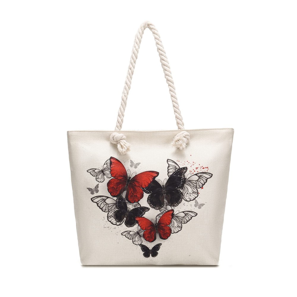 Stylish Rope Handle Canvas Tote Bag Large Durable Reusable Shopping Bag