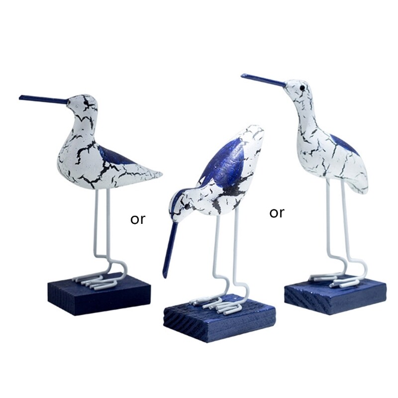 Sea Bird Sculpture Ornaments Wooden Seabirds Coastal Mediterranean Wedding Decor