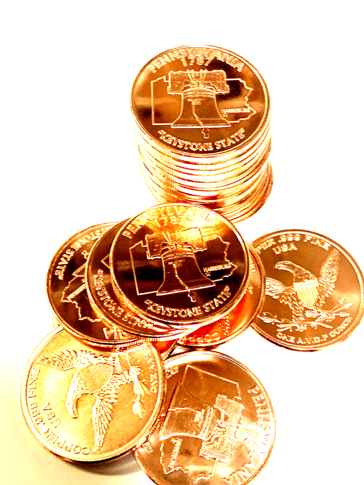 Pennsylvania Keystone State 18 PACK of 1 Ounce Copper Coins-REEDERSONG