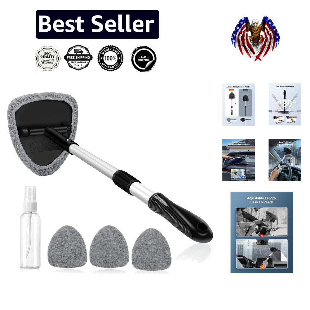Eco-Friendly Windshield Cleaning Kit: Extendable Handle & Washable Pads Included