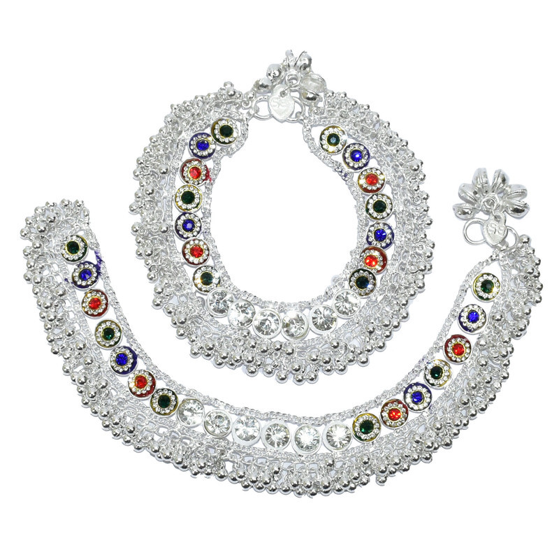 Women Anklet Payal Bracelet Foot Chain Round Crystal Soft Bells Jewelry Gifts