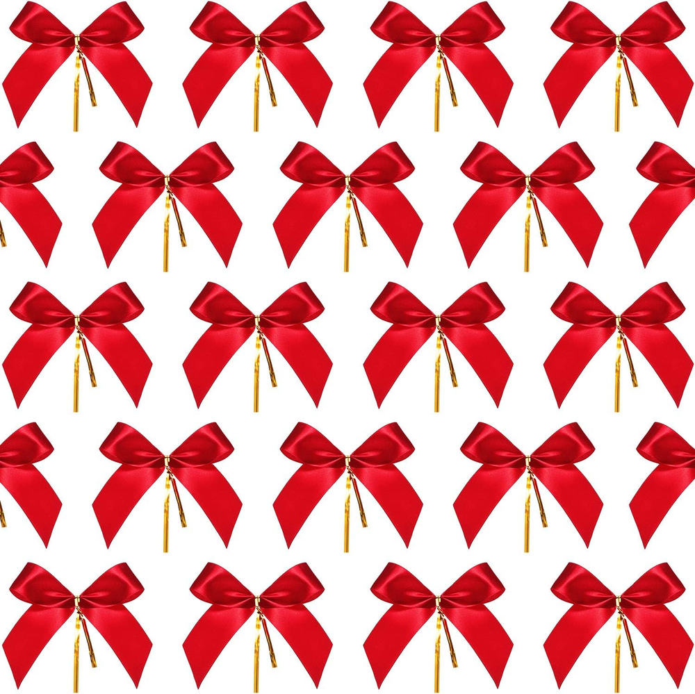 48 Mini Red Christmas Bows 3 Inch Wreath Ornaments for Holiday Decor