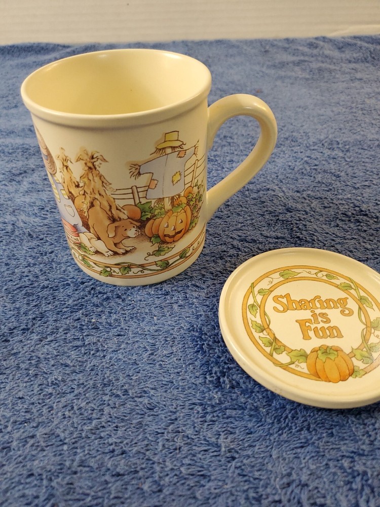 Vintage Watkins Country Kids “Sharing Is Fun” Mug Coaster Set - unused  FALL